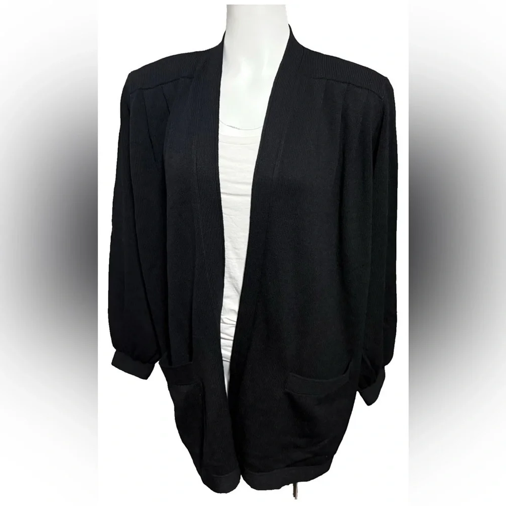 ST. John Basics Cardigan Oversized Sweater Black Santana Knit M By Marie Gray